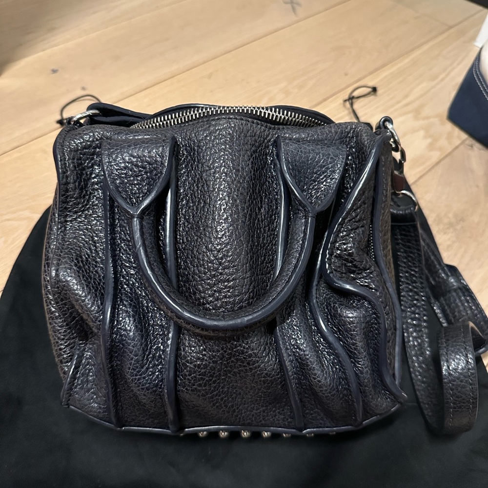 Alexander Wang Rocco Bag - Navy Blue & Silver